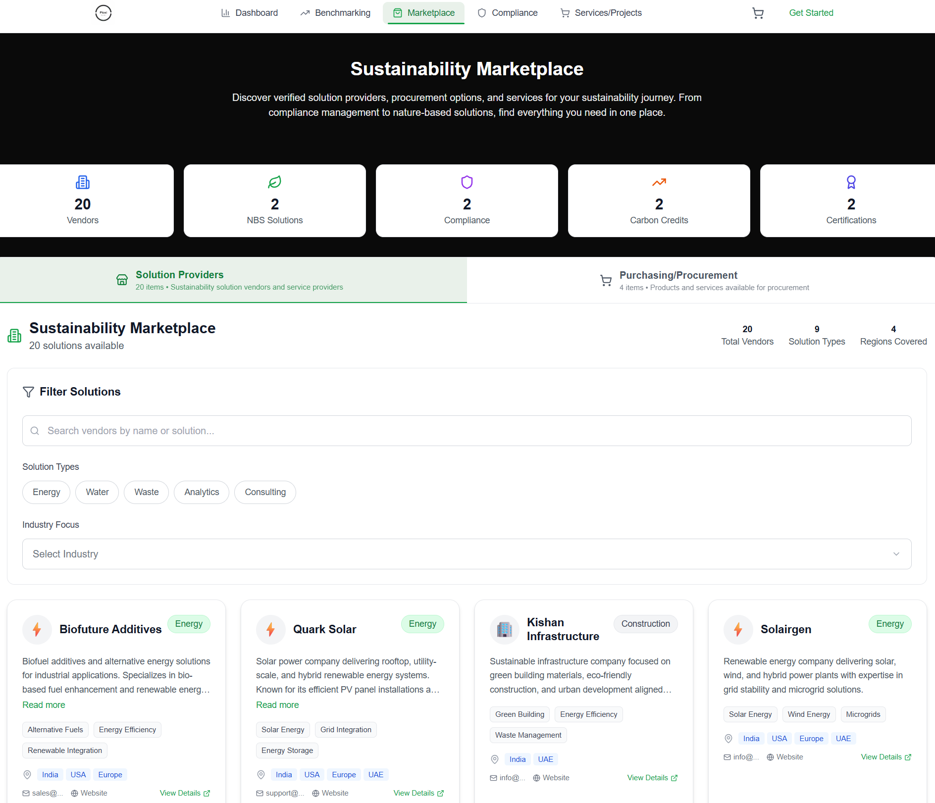 Sustainability Marketplace Dashboard
